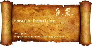 Hanula Romulusz névjegykártya